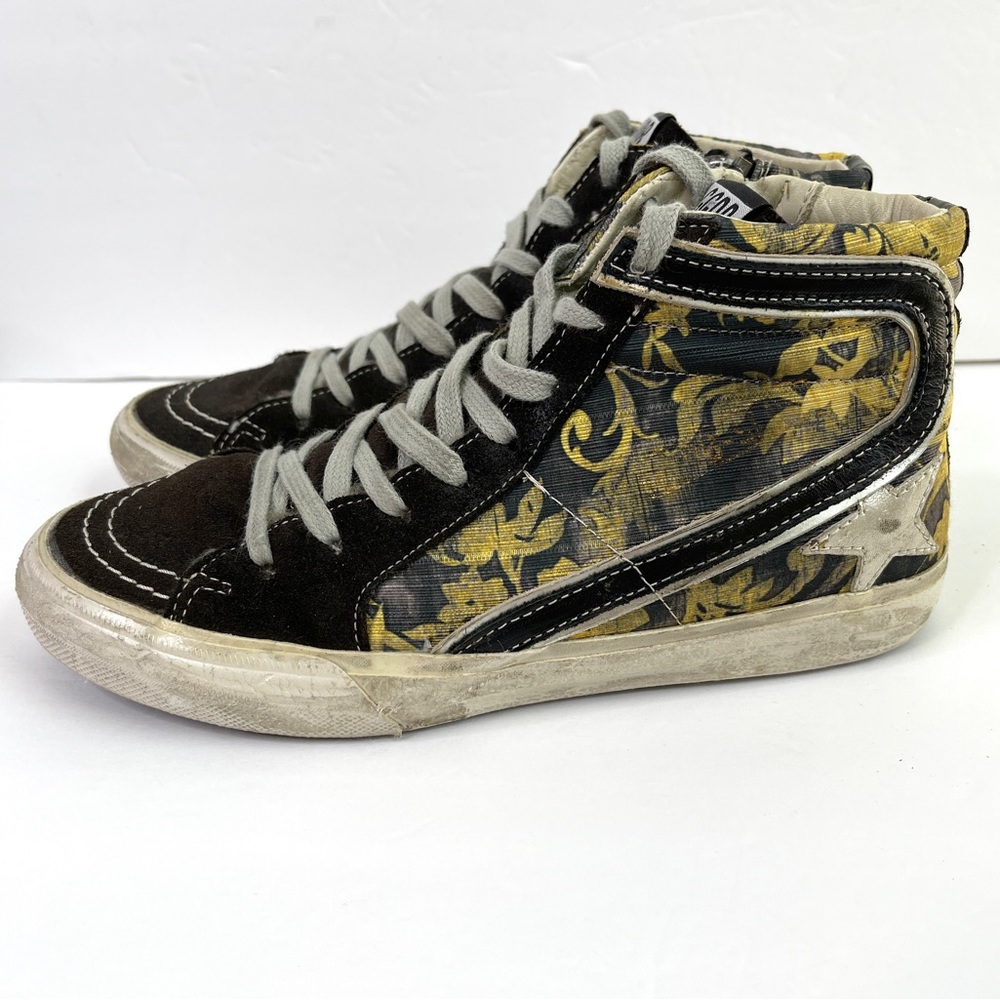 GOLDEN GOOSE Black Yellow Field Slide Sneakers Rare Size 37 - Picture 9 of 15